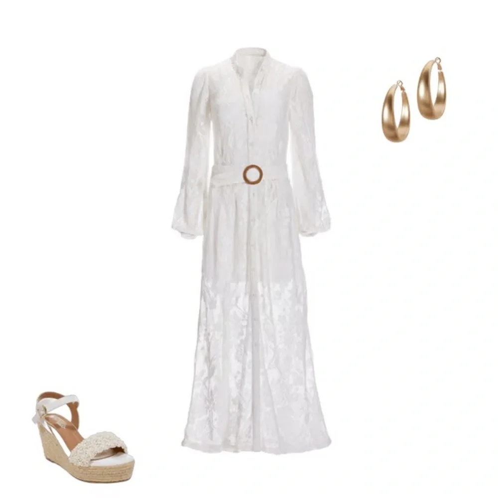 Boston Proper Lace Button Up Maxi Dress- Excellent condition worn once - Picture 6 of 12
